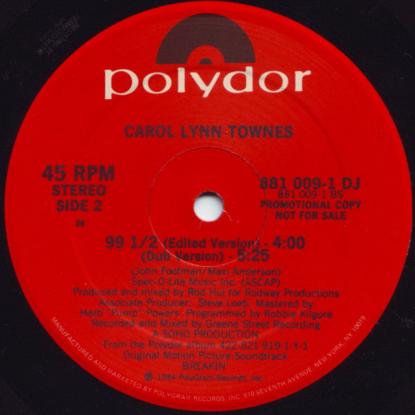 Carol Lynn Townes : 99 1/2 (12", Promo)