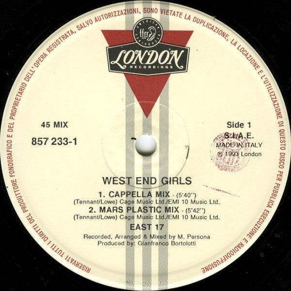 East 17 : West End Girls (12", Single)