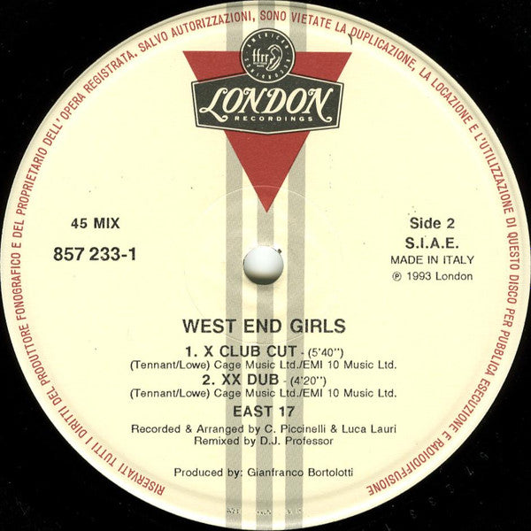 East 17 : West End Girls (12", Single)
