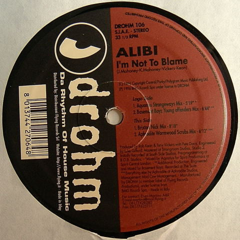 Alibi (3) : I'm Not To Blame (12")