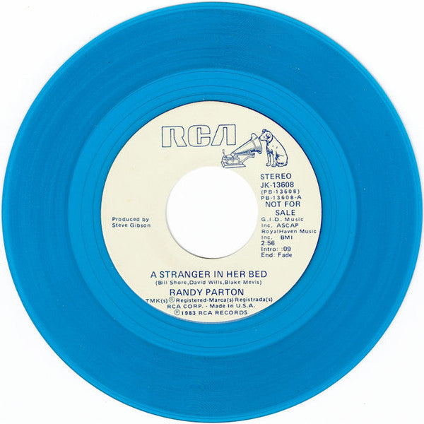 Randy Parton : A Stranger In Her Bed (7", Promo, Blu)