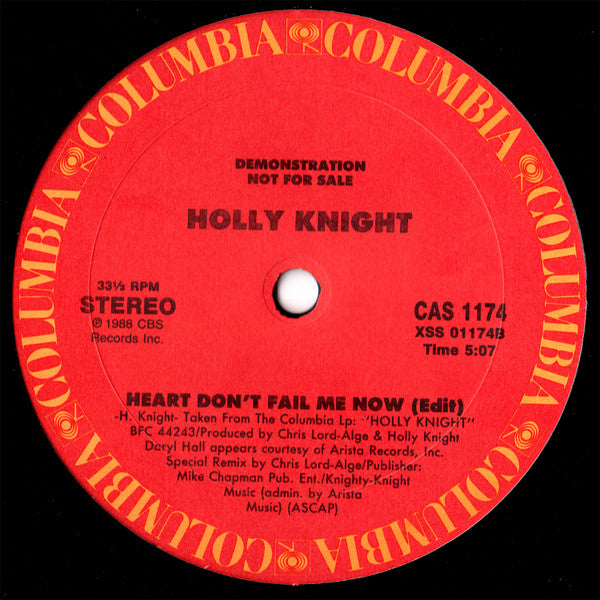 Holly Knight : Heart Don't Fail Me Now (12", Single, Promo)