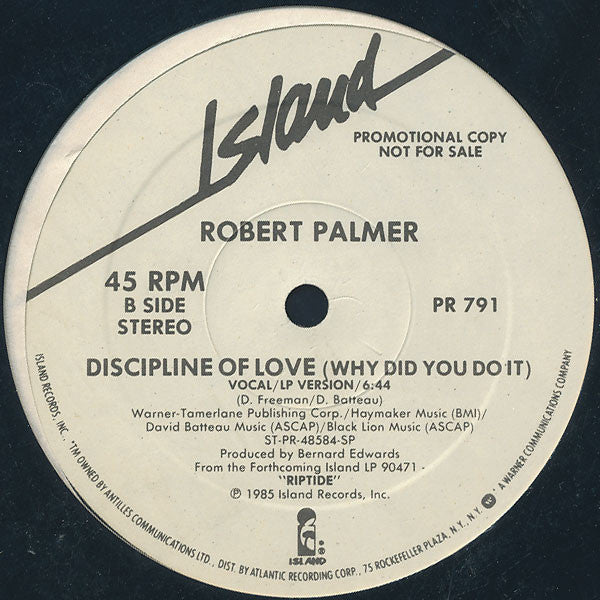 Robert Palmer : Discipline Of Love (Why Did You Do It) (12", Promo)