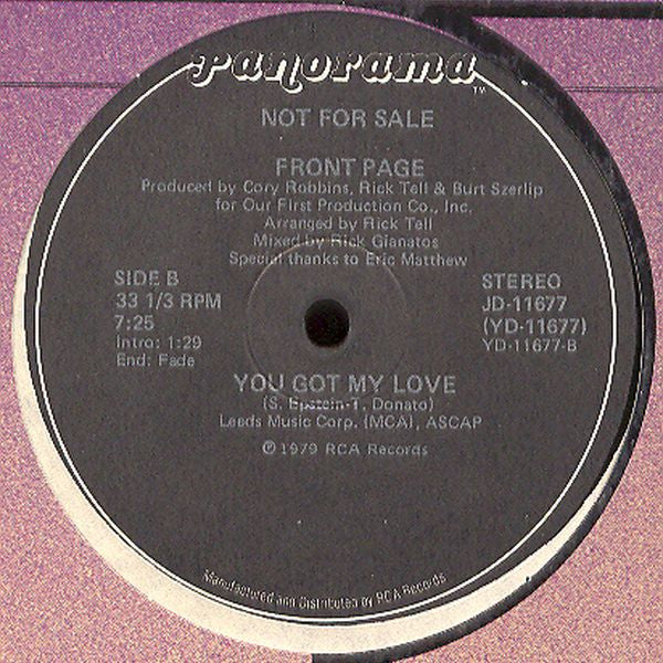 Front Page (2) : Love Insurance (12", Promo)