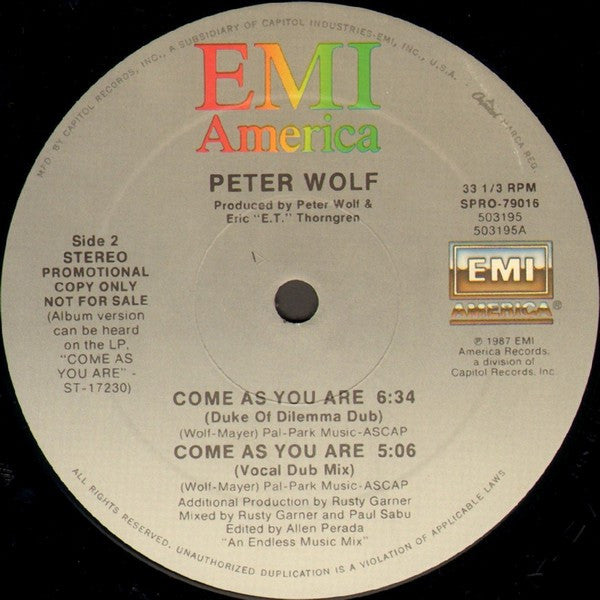 Peter Wolf : Come As You Are (12", Promo)