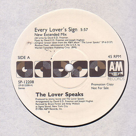 The Lover Speaks : Every Lover's Sign (12", Promo)
