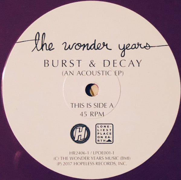 The Wonder Years : Burst & Decay (An Acoustic EP) (12", EP, Ltd, Pur)