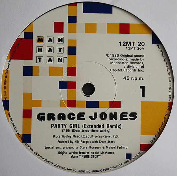 Grace Jones : Party Girl (Extended Remix) (12")