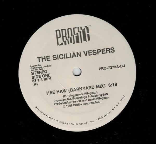 The Sicilian Vespers : Hee Haw (12", Single, Promo)