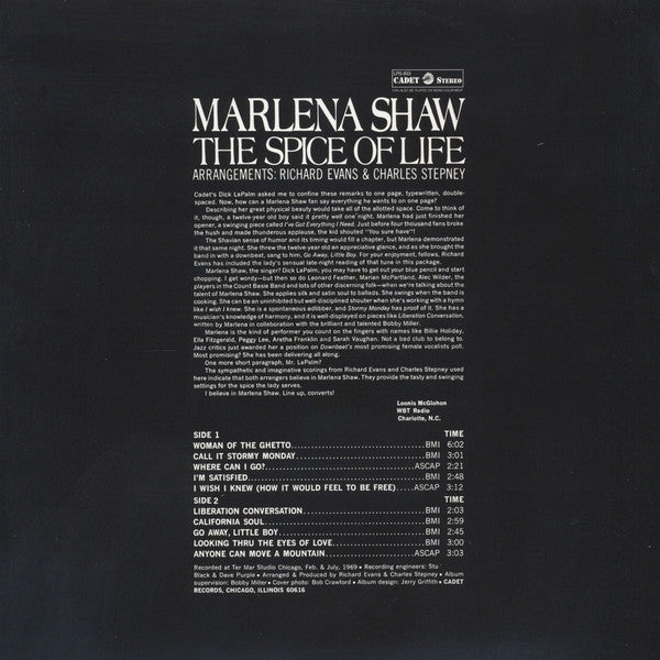Marlena Shaw : The Spice Of Life (LP, Album, RE)