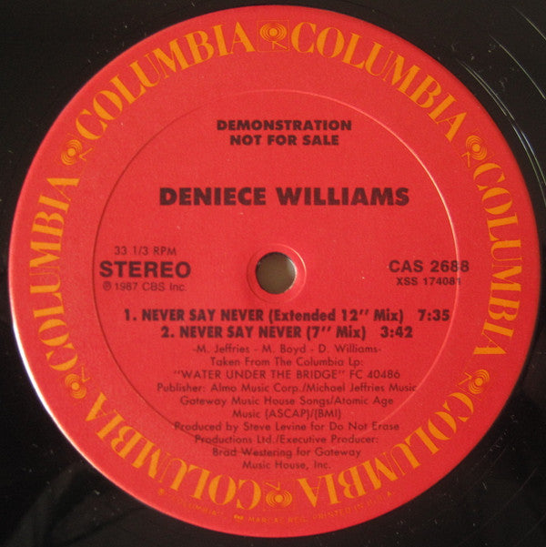 Deniece Williams : Never Say Never (12", Promo)