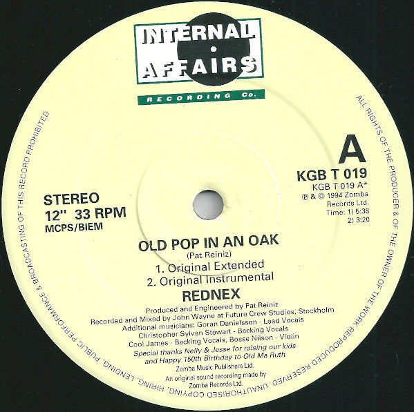 Rednex : Old Pop In An Oak (12", Single)