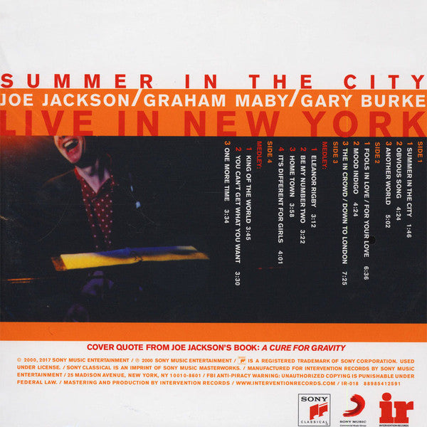 Joe Jackson / Graham Maby / Gary Burke : Summer In The City - Live In New York (2xLP, RE, 180)