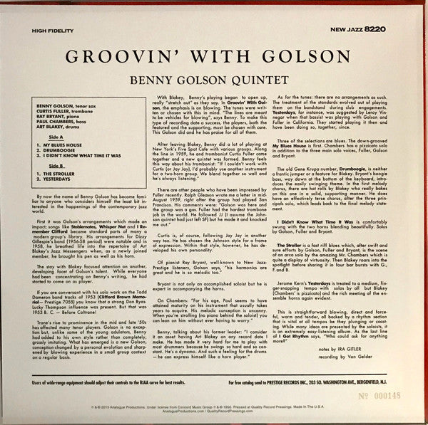 Benny Golson : Groovin' With Golson (LP, Album, Ltd, Num, RE, RM, 200)