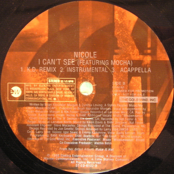 Nicole* Featuring Mocha : I Can't See (12", Promo)