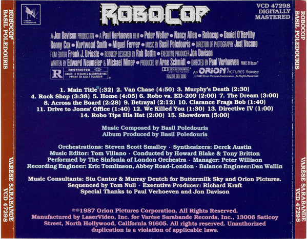 Basil Poledouris, The Sinfonia Of London Orchestra* : RoboCop (CD, Album)