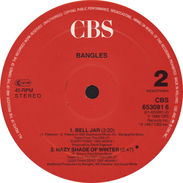 Bangles : In Your Room (12")