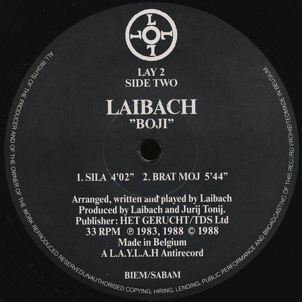 Laibach : Boji / Sila / Brat Moj (12", RE)