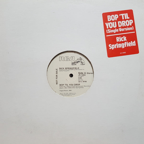 Rick Springfield : Bop 'Til You Drop (12", Single, Promo)