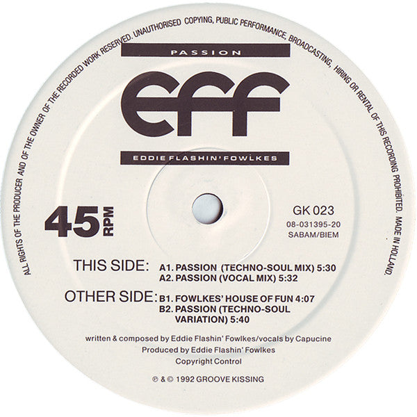 Eddie Flashin' Fowlkes* : Passion (12")