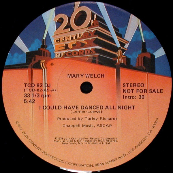Mary Welch : I Could Have Danced All Night (12", Promo)
