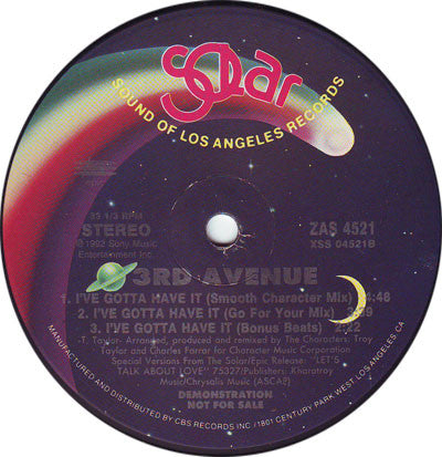 3rd Avenue (5) : I've Gotta Have It (12", Promo)