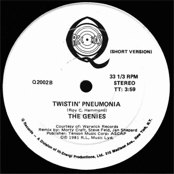 The Genies : Twistin' Pneumonia (12")