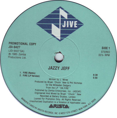 Jazzy Jeff : Fire (12", Promo)