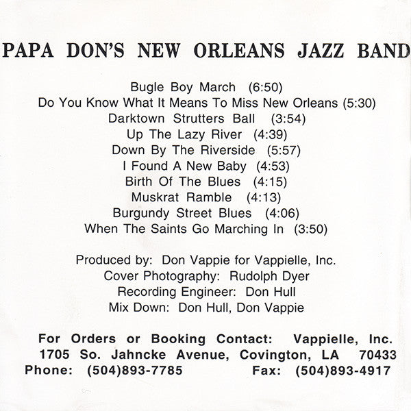 Papa Don's New Orleans Jazz Band* : Papa Don's New Orleans Jazz Band (CD, Album, RP)