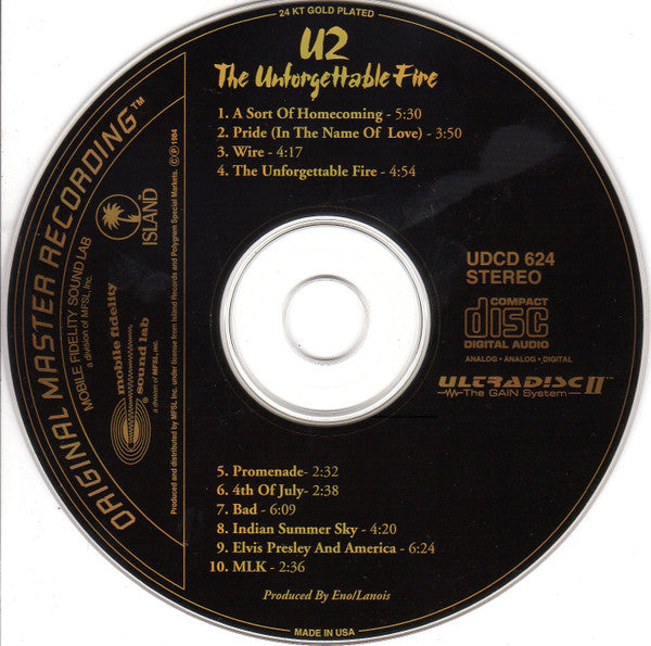 U2 : The Unforgettable Fire (CD, Album, RE, RM, 24K)