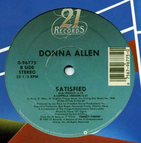 Donna Allen : Satisfied (12", Single)