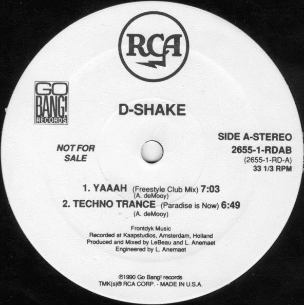D-Shake : Yaaah (12", Promo)