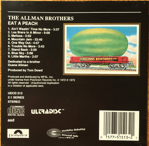 The Allman Brothers Band : Eat A Peach (CD, Album, RE, Lif)