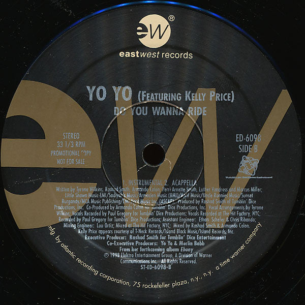 Yo Yo* Featuring Kelly Price : Do You Wanna Ride (12", Promo)