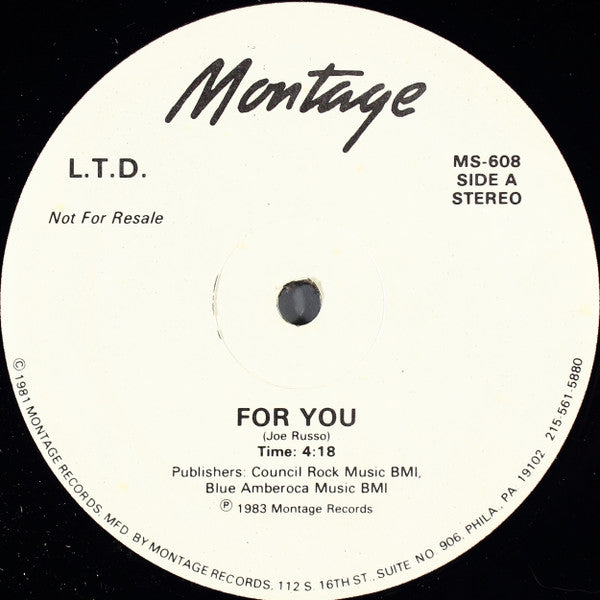 L.T.D. : For You (12", Promo)
