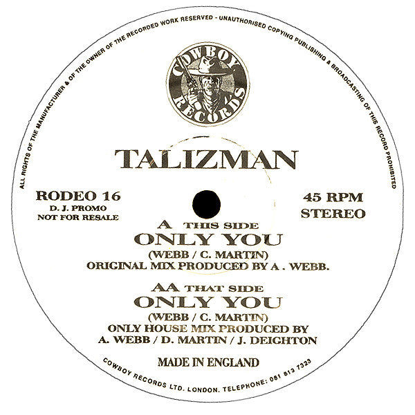 Talizman : Only You (12", Promo)