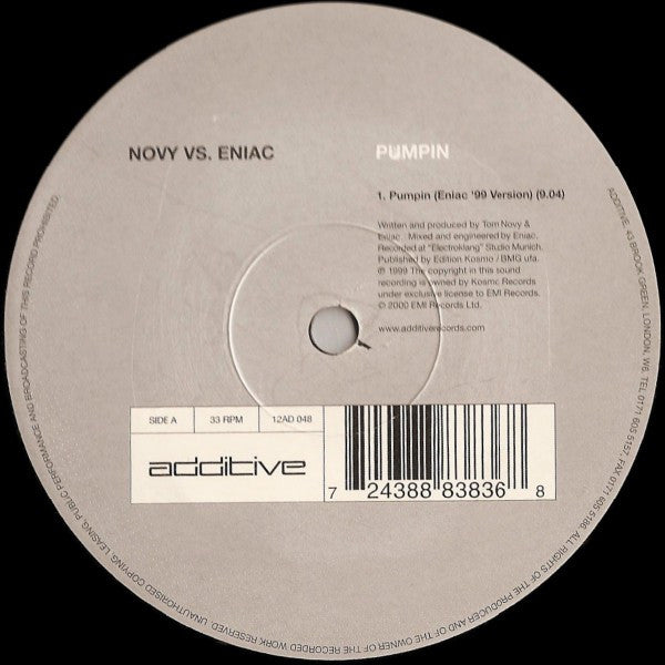 Novy Vs. Eniac : Pumpin (12", Single)
