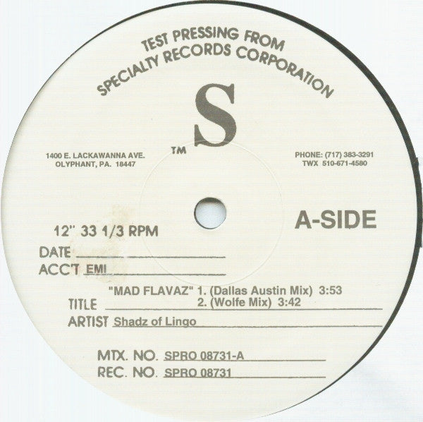 Shadz Of Lingo : Mad Flavaz (The Remixes) (12", TP)