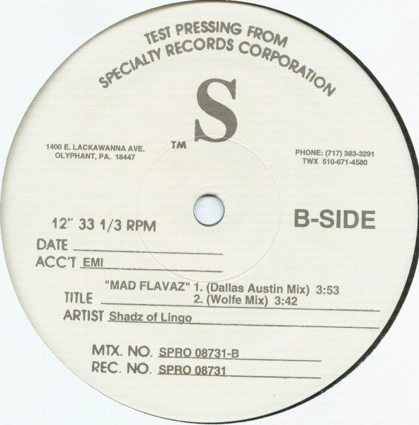 Shadz Of Lingo : Mad Flavaz (The Remixes) (12", TP)