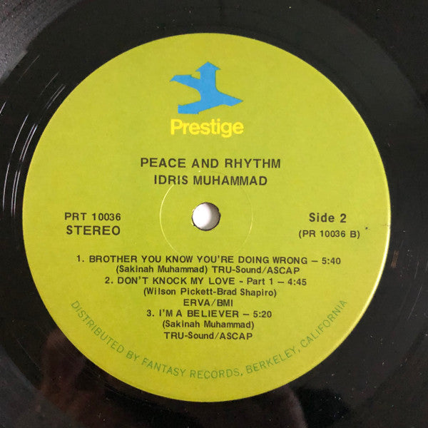 Idris Muhammad : Peace And Rhythm (LP, Album, Ind)
