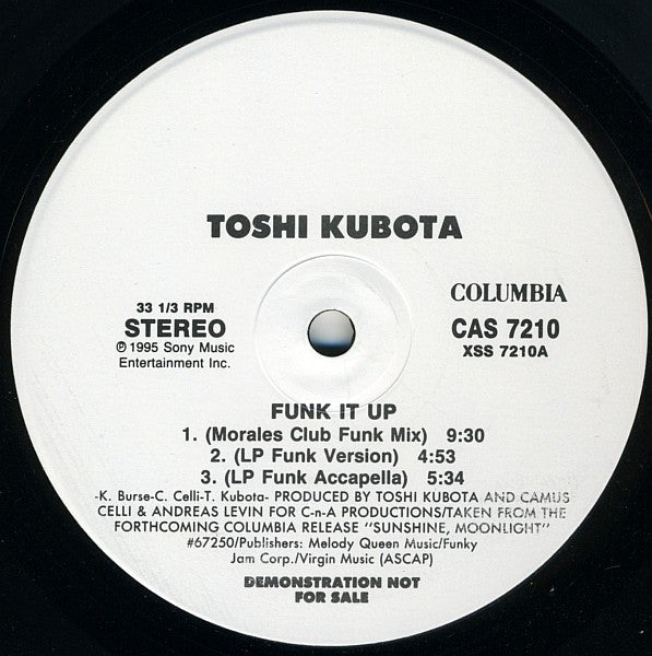 Toshi Kubota* : Funk It Up (12", Promo)