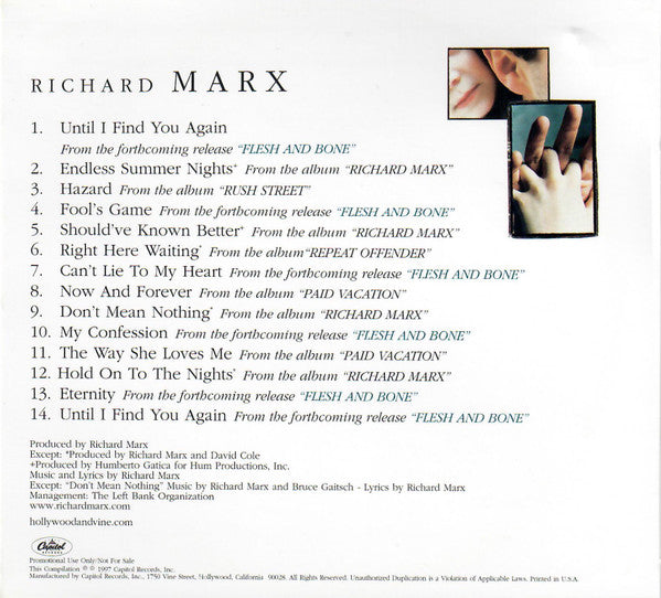 Richard Marx : His Songs. Your Life. In-Store Play Sampler (CD, Comp, Promo, Dig)