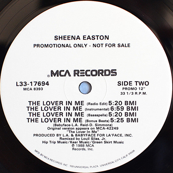 Sheena Easton : The Lover In Me (12", Single, Promo)