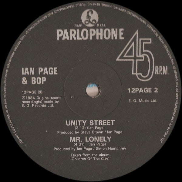 Ian Page & Bop (7) : Unity St. (12")