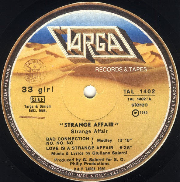 Strange Affair : Strange Affair (LP, Album)