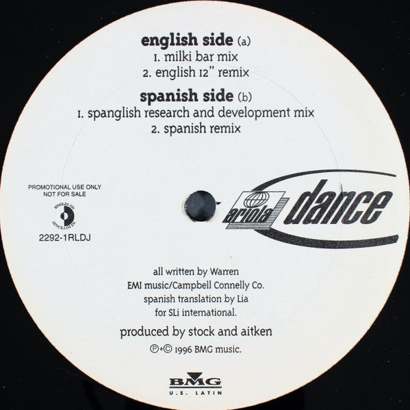 Suzann Rye : Porque Me Amaste = Because You Loved Me (The Remixes) (12", Promo)