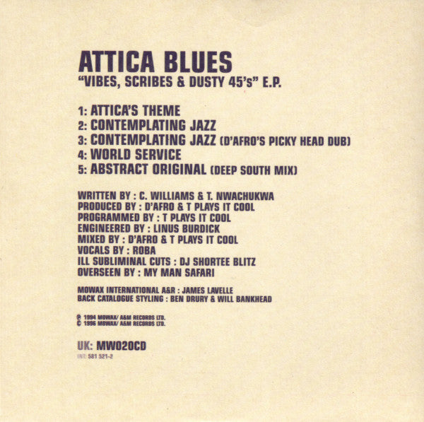 Attica Blues : Vibes, Scribes & Dusty 45's E.P. (CD, EP, RE, Car)