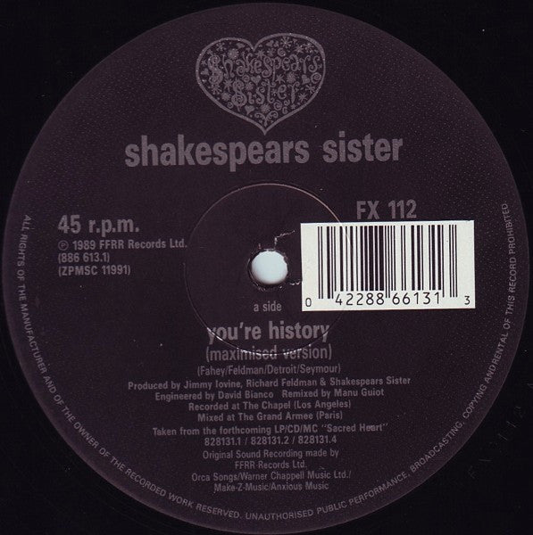 Shakespear's Sister : You're History (12")