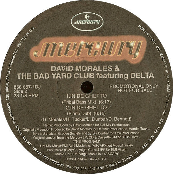 David Morales & The Bad Yard Club Featuring Delta (9) : In De Ghetto (12", Promo)