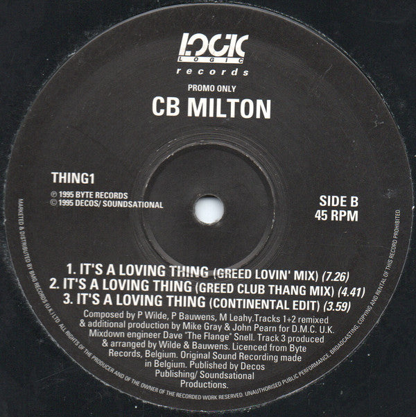 CB Milton : It's A Loving Thing (12", Promo)